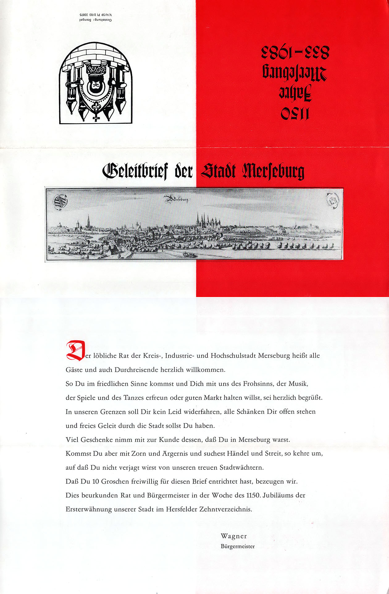 Geleitbrief der Stadt Merseburg
